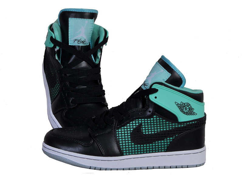 Air Jordan 1 Men Shoes Black/Cyan Online
